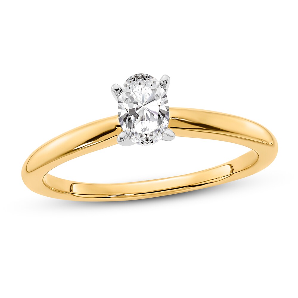 Diamond Solitaire Engagement Ring 3/8 ct tw Oval 14K Two-Tone Gold (I1/I) olbH0mzO