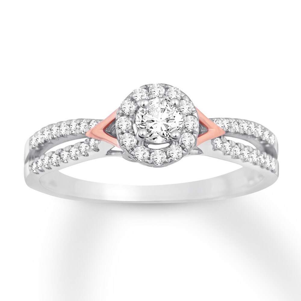 Diamond Promise Ring 1/3 carat tw Round 10K Two-Tone Gold oxKan28Q
