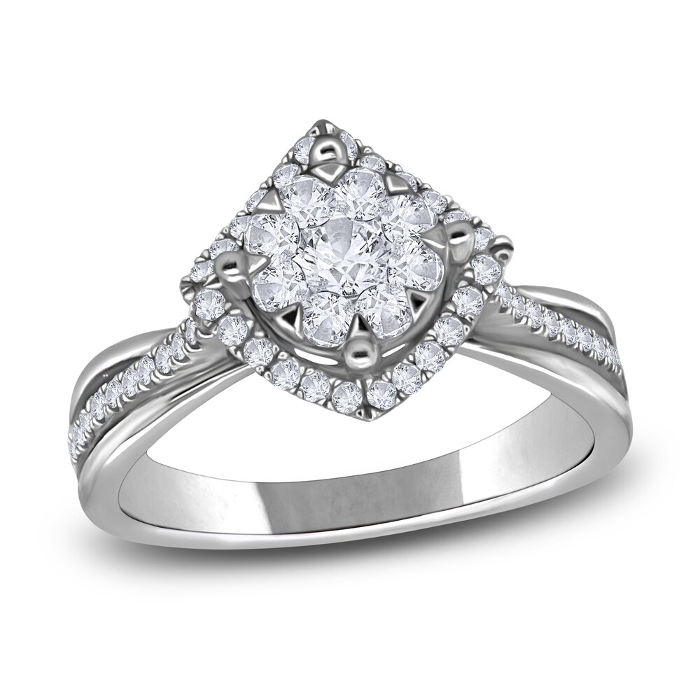 Diamond Ring 1/2 ct tw Round 14K White Gold p9L0tk63