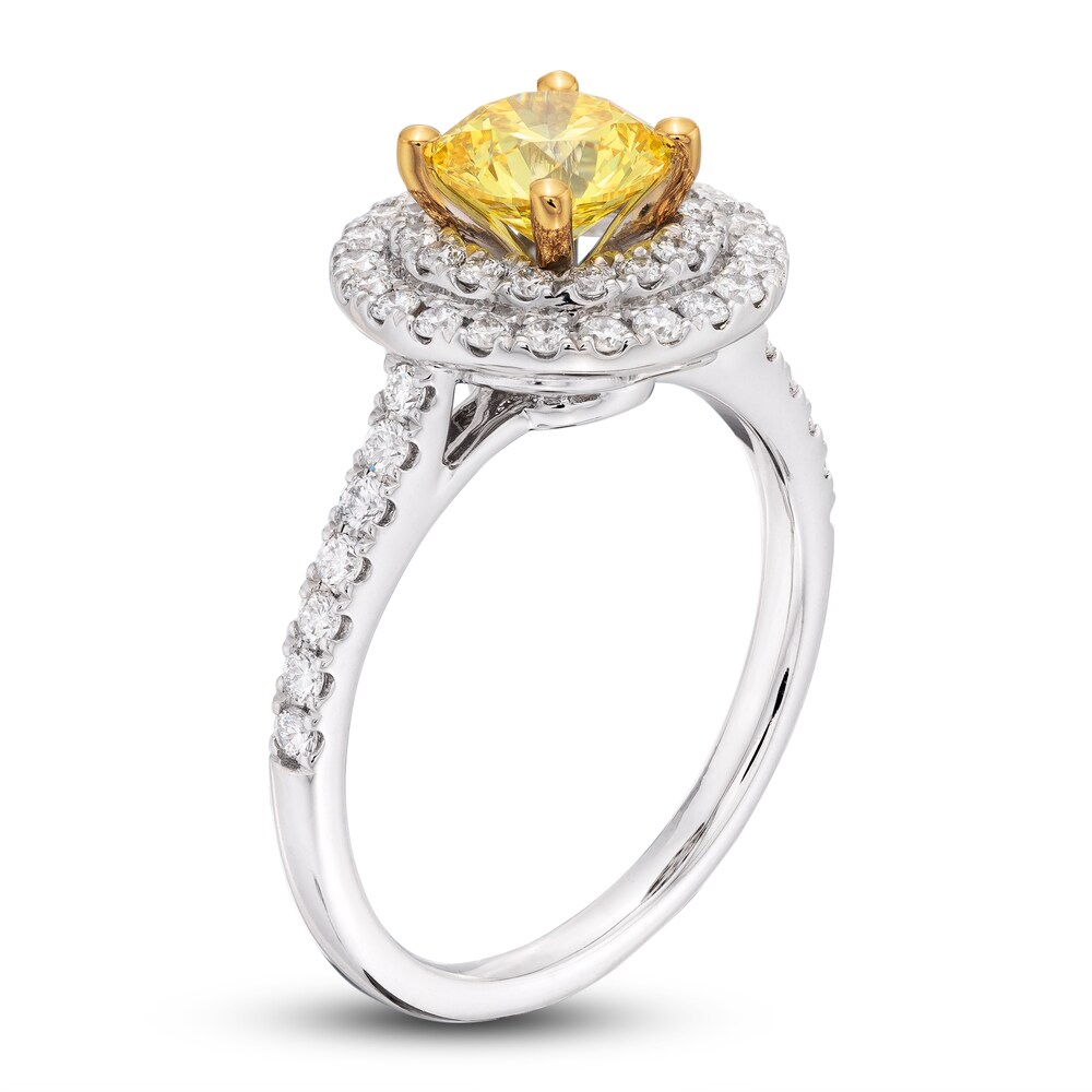 Yellow Lab-Created Diamond Engagement Ring 1-1/2 ct tw Round 14K Two-Tone pDWVqx9P