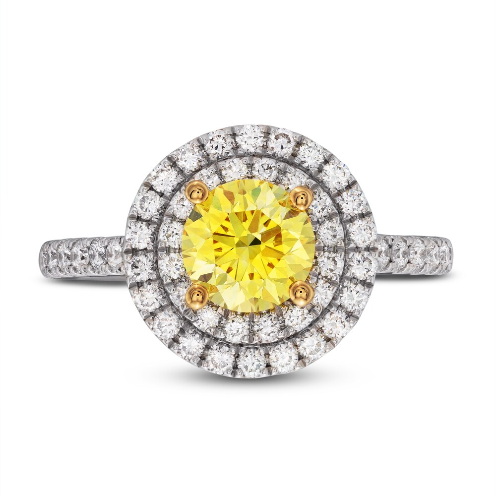 Yellow Lab-Created Diamond Engagement Ring 1-1/2 ct tw Round 14K Two-Tone pDWVqx9P