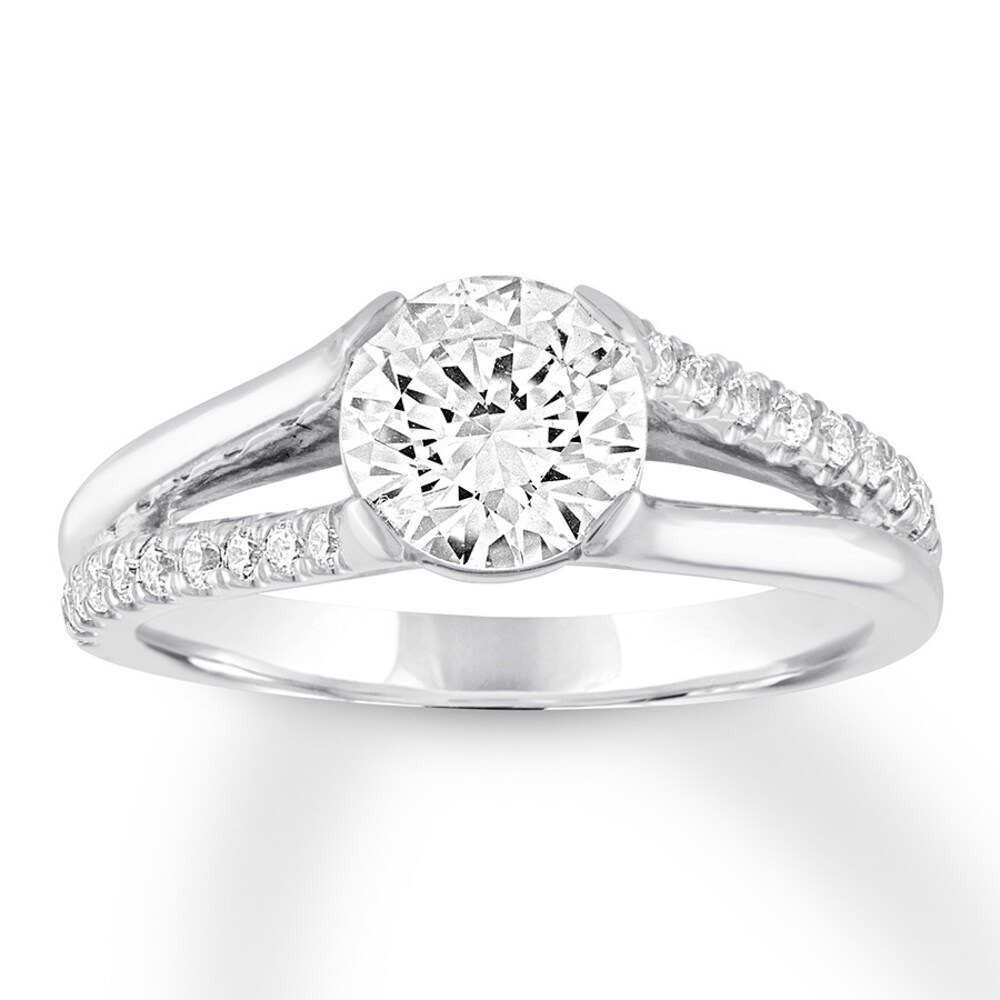 Diamond Engagement Ring 1-5/8 ct tw Round 14K White Gold pG2KtdHh