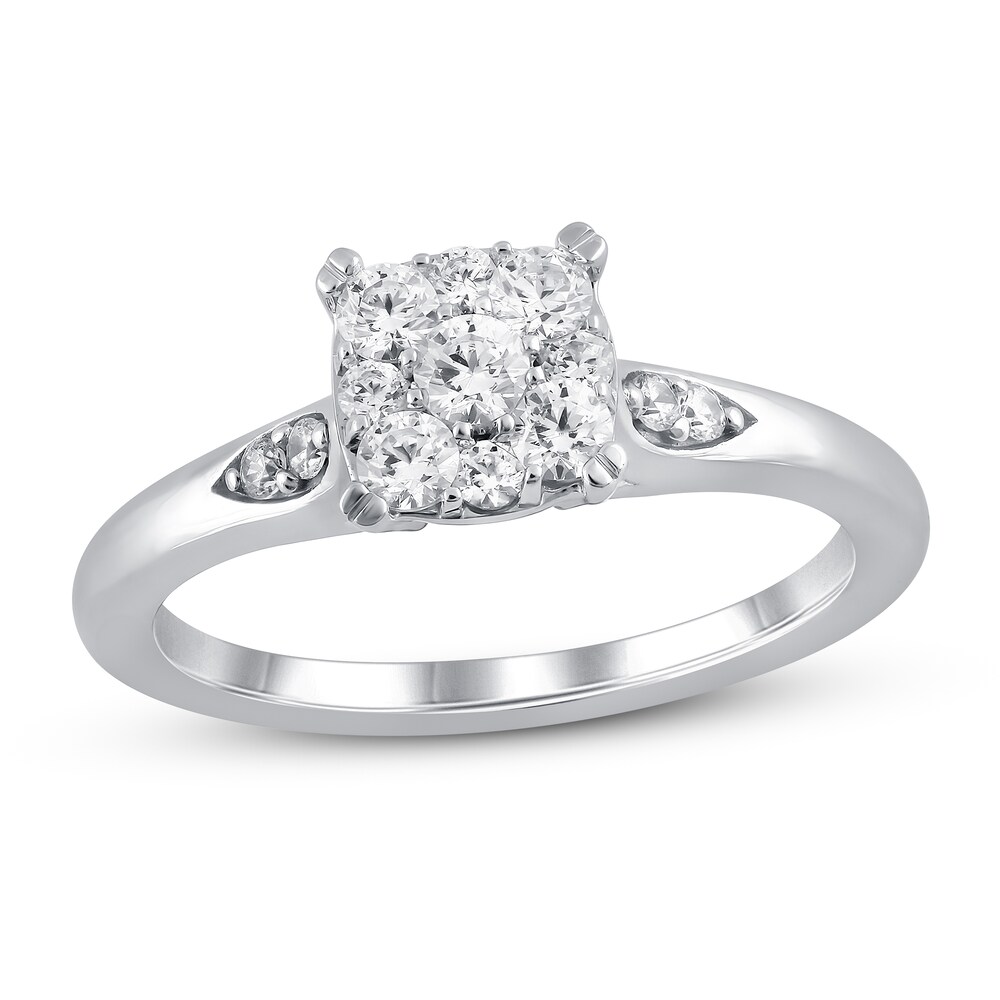 Diamond Engagement Ring 1/2 ct tw Round 14K White Gold pIIntdkF