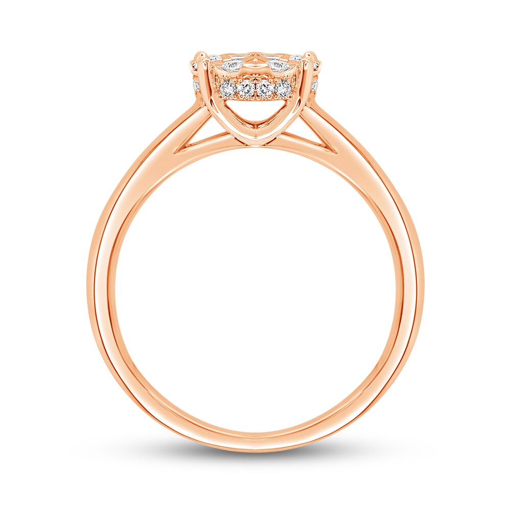 Diamond Engagement Ring 3/8 ct tw Round/Princess 14K Rose Gold pJ1G5V0h