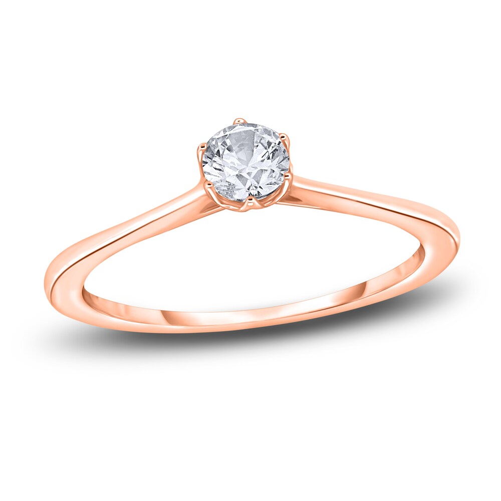 Diamond Cathedral Solitaire Engagement Ring 1/4 ct tw Round 14K Rose Gold (I2/I) pJBO5rRY