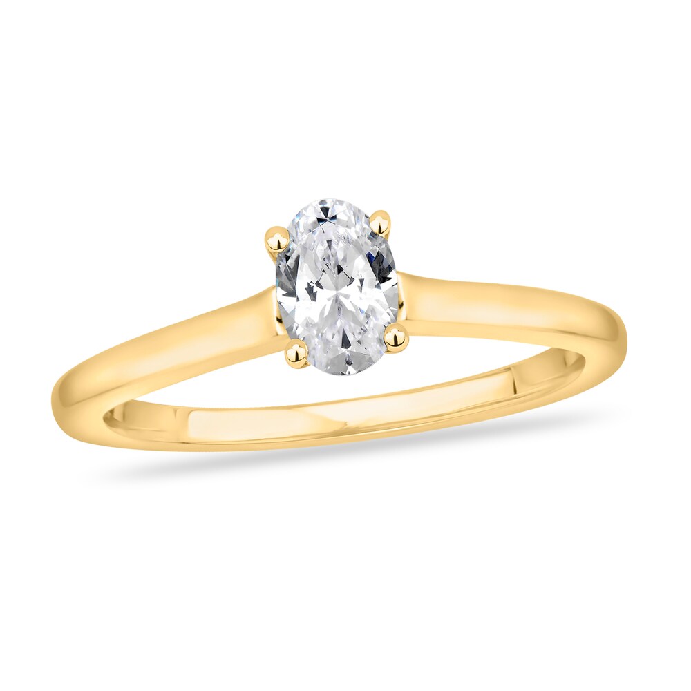 Diamond Solitaire Engagement Ring 1/2 ct tw Oval-cut 14K Yellow Gold (I2/I) pQj0E0MW