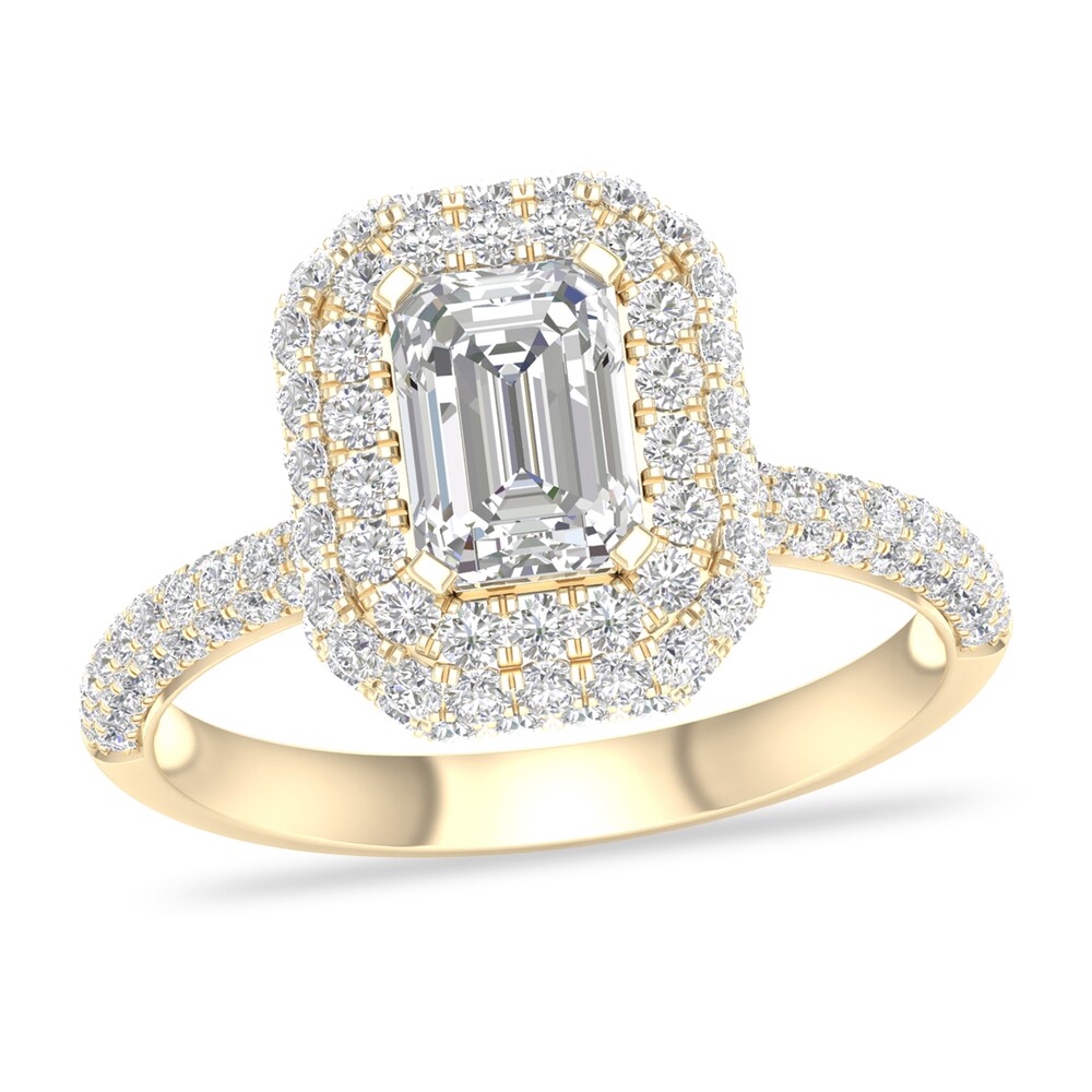 Diamond Ring 1-1/2 ct tw Emerald 14K Yellow Gold phaXaxV3