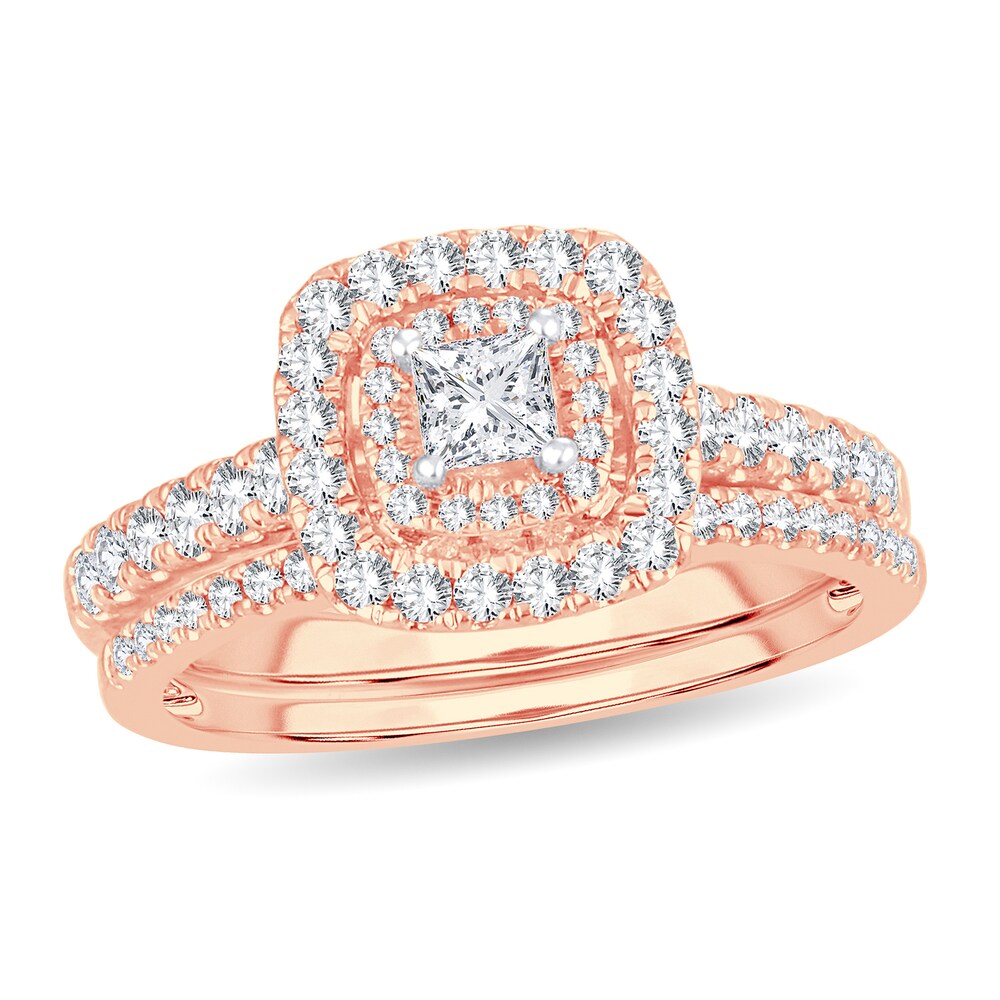 Diamond Bridal Set 1 ct tw Princess 14K Rose Gold pipfUZ94