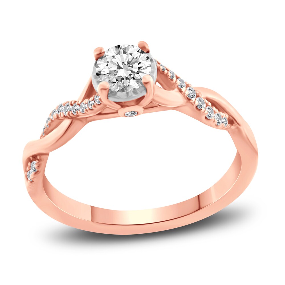 Diamond Engagement Ring 1/2 ct tw Round 10K Rose Gold pldBMytK