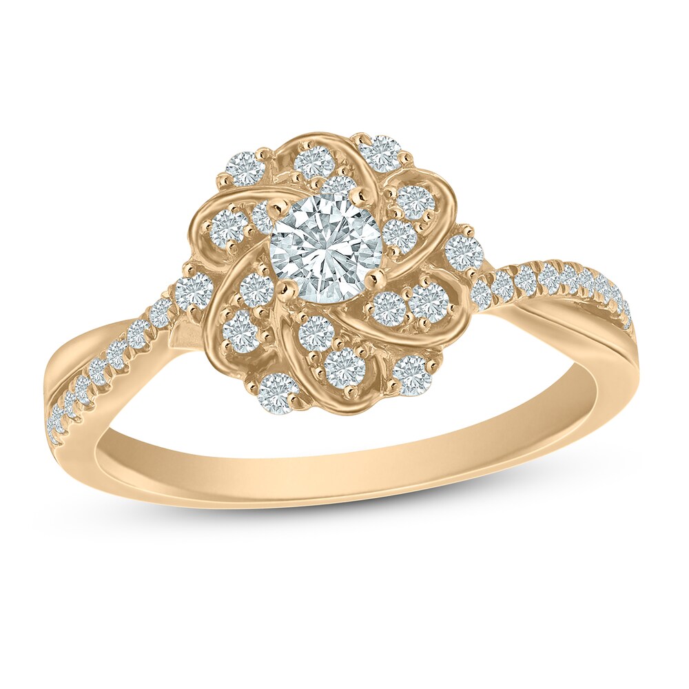 Diamond Engagement Ring 1/2 ct tw Round 14K Two-Tone Gold pmh0M07K