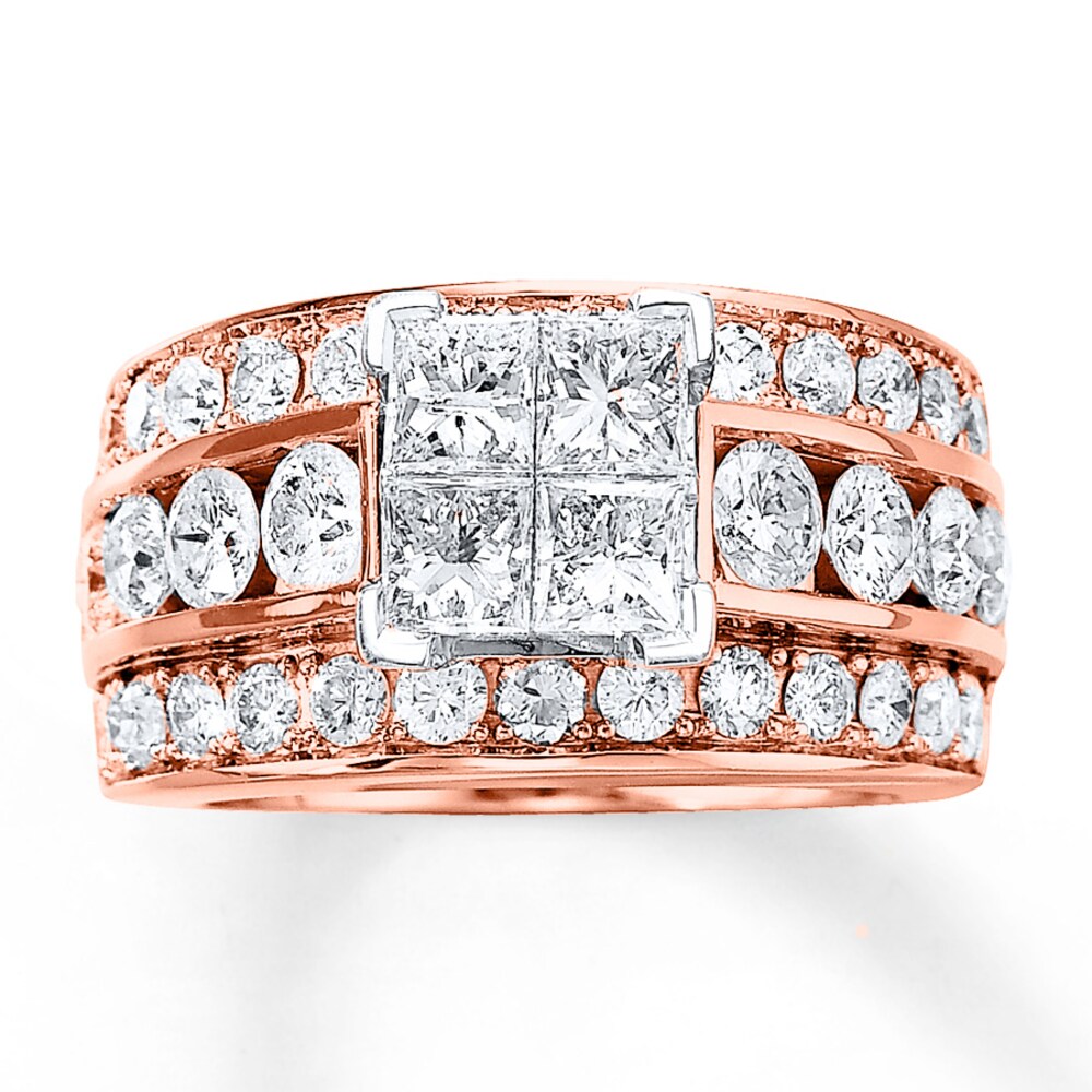 Diamond Engagement Ring 3-1/2 ct tw Diamonds 14K Rose Gold psOADasP