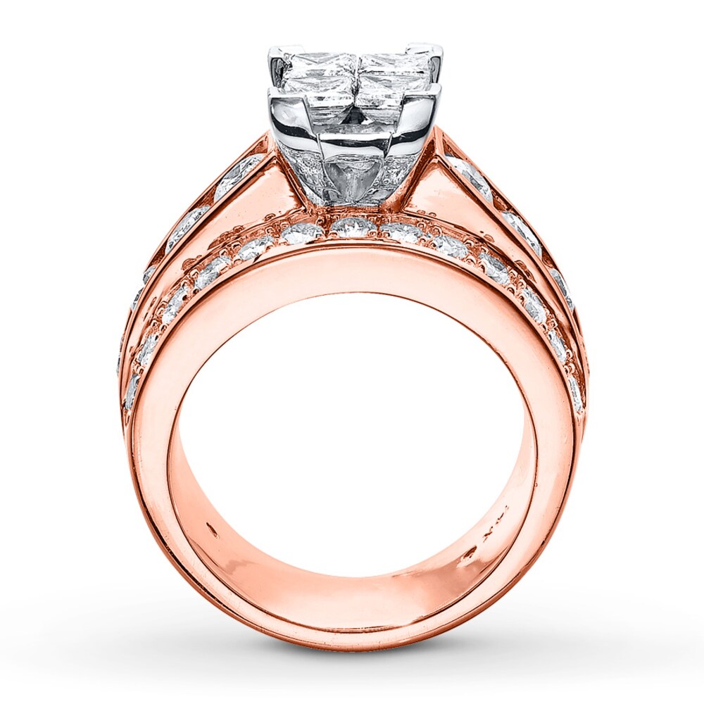 Diamond Engagement Ring 3-1/2 ct tw Diamonds 14K Rose Gold psOADasP