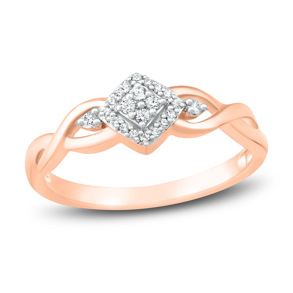 Diamond Promise Ring 1/10 ct tw Round 10K Rose Gold puc9IdUm