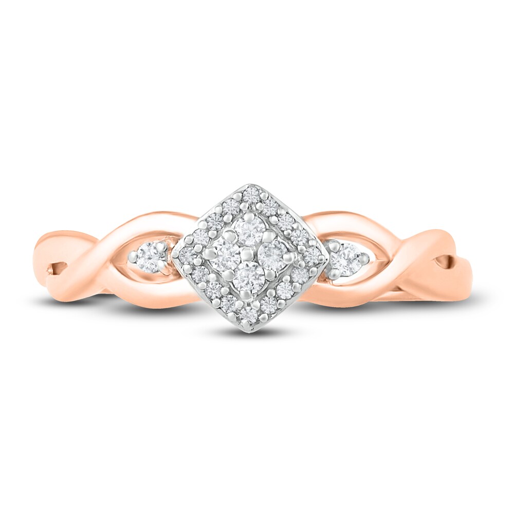 Diamond Promise Ring 1/10 ct tw Round 10K Rose Gold puc9IdUm