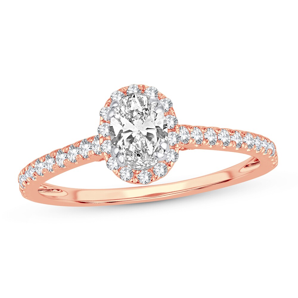 Diamond Ring 7/8 ct tw Oval 14K Rose Gold pz11MFAB