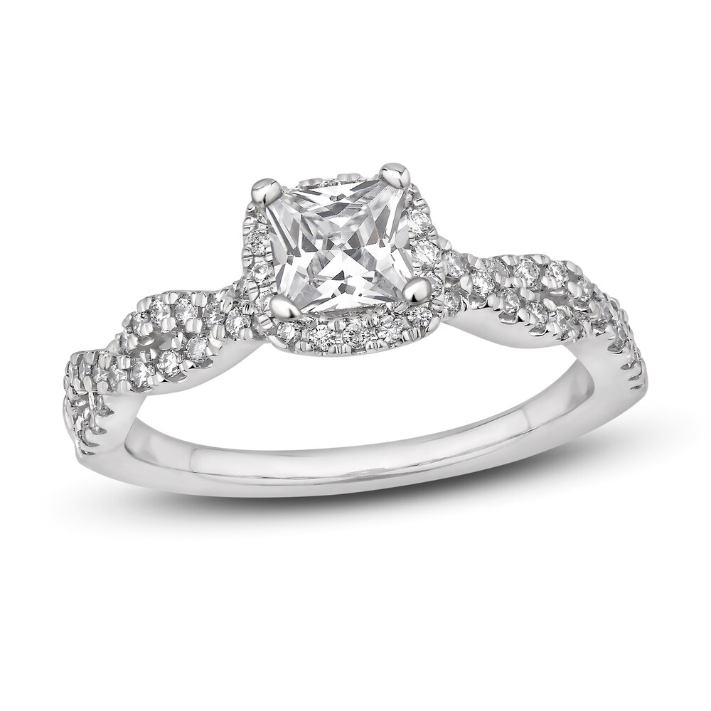 Diamond Ring 5/8 ct tw Round/Princess 14K White Gold q1lErwKn
