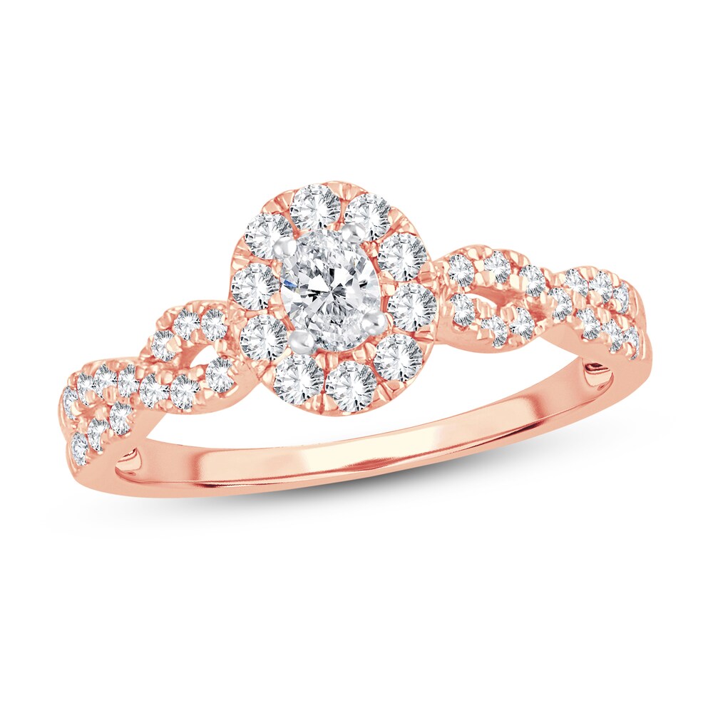 Diamond Ring 1/2 ct tw Oval 14K Rose Gold q4sGk5bn