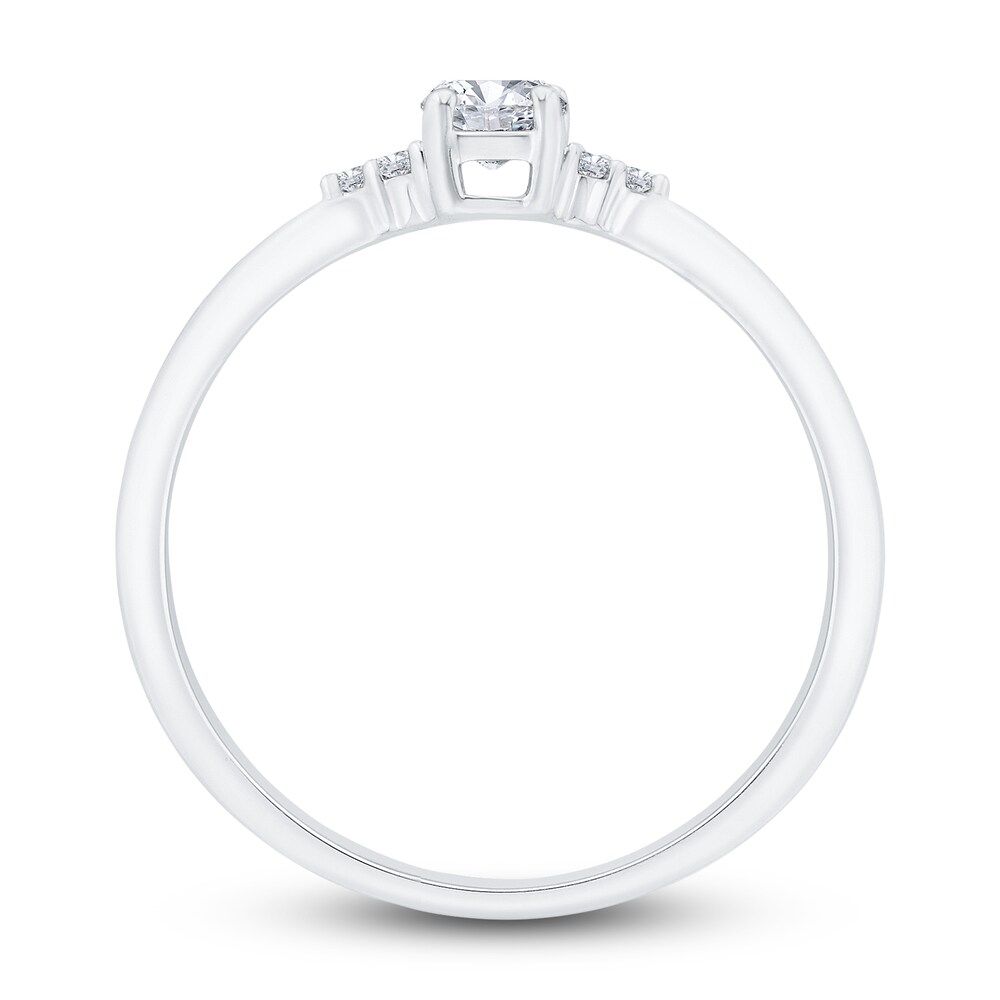Diamond Engagement Ring 3/8 ct tw Emerald/Round 14K White Gold q5vAeN4v