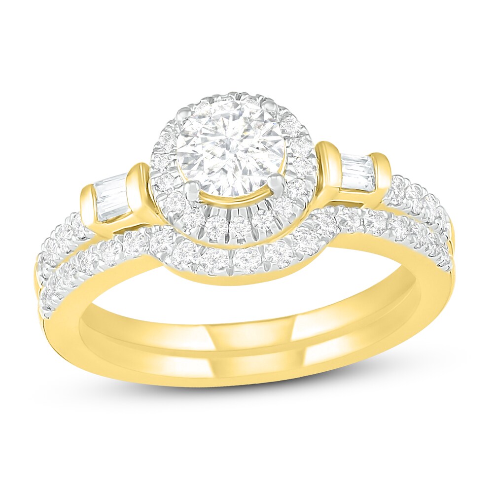 Diamond Bridal Set 1 ct tw Round/Baguette 14K Yellow Gold q9fxEW9e