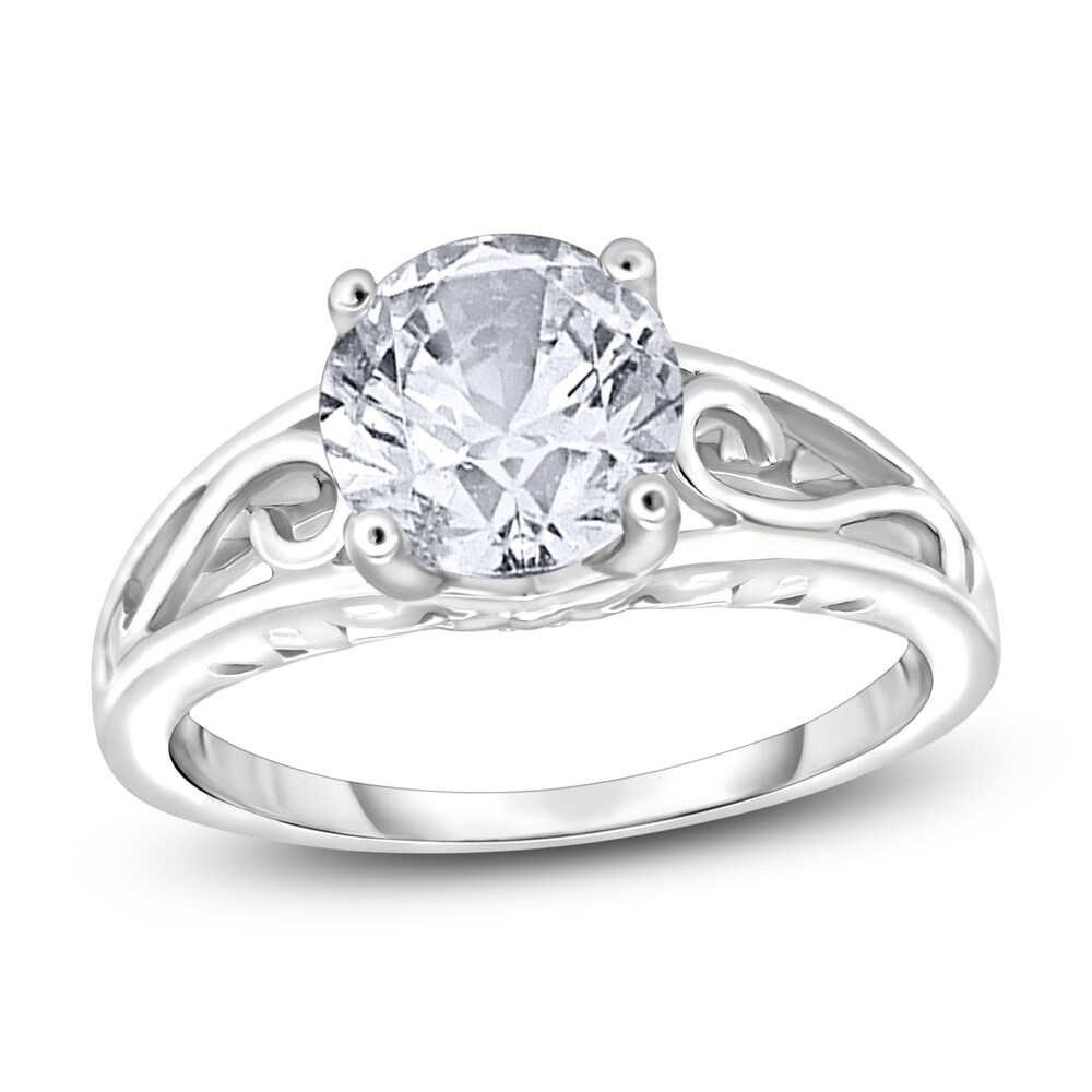 Diamond Solitaire Scroll Engagement Ring 3/4 ct tw Round 14K White Gold (I2/I) q9nUTt96
