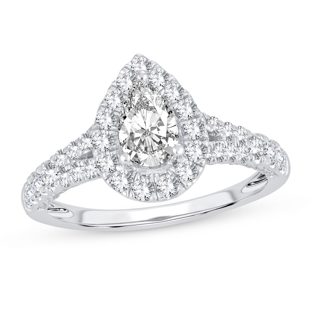Diamond Engagement Ring 1-1/4 ct tw Round/Pear-shaped 14K White Gold qLvEnrt8
