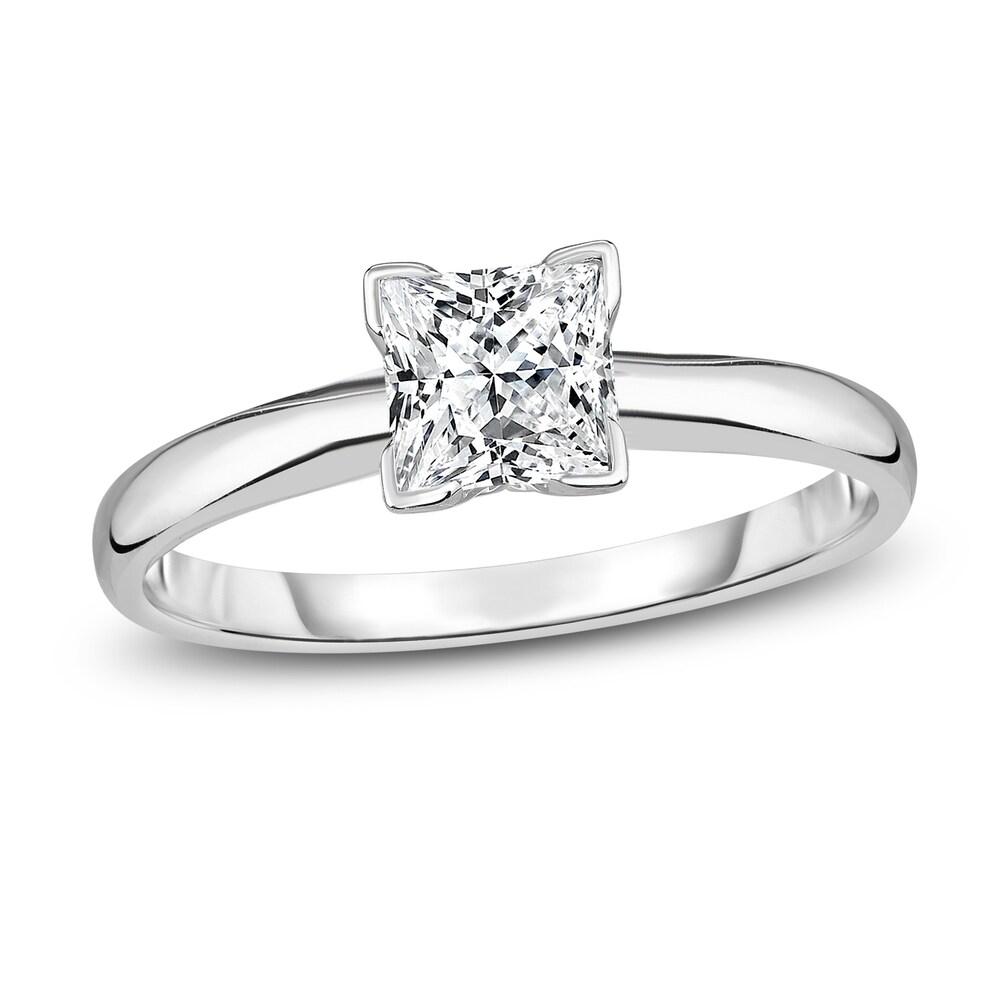 Diamond Solitaire Engagement Ring 1/2 ct tw Princess 14K White Gold (I2/I) qNDjoa0p
