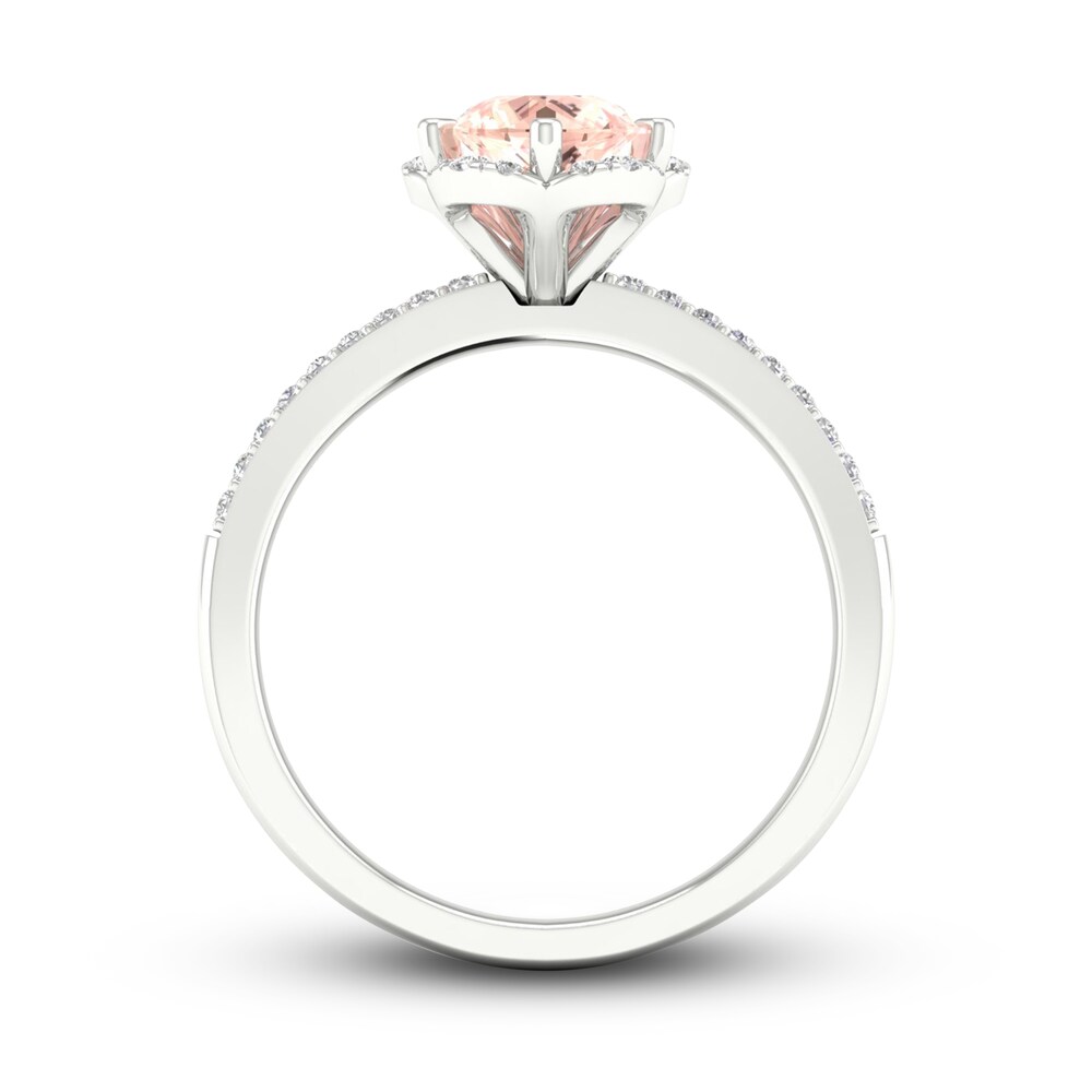 Natural Morganite Engagement Ring 1/6 ct tw Round 14K White Gold qPC5H81o