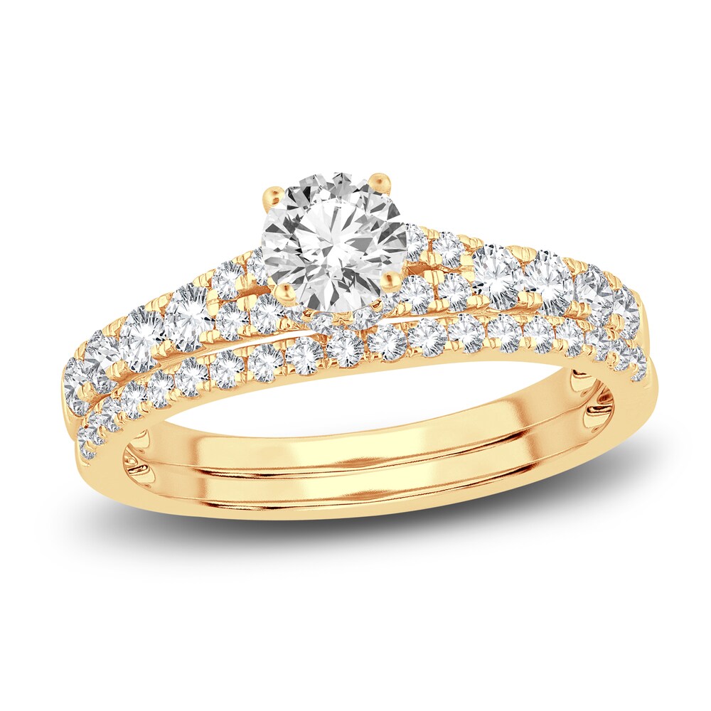 Diamond Bridal Set 1-1/4 ct tw Round 14K Yellow Gold qRaGpkTb