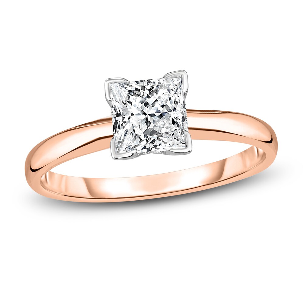 Diamond Solitaire Engagement Ring 3/4 ct tw Princess 14K Rose Gold (I2/I) qRjdXMmW