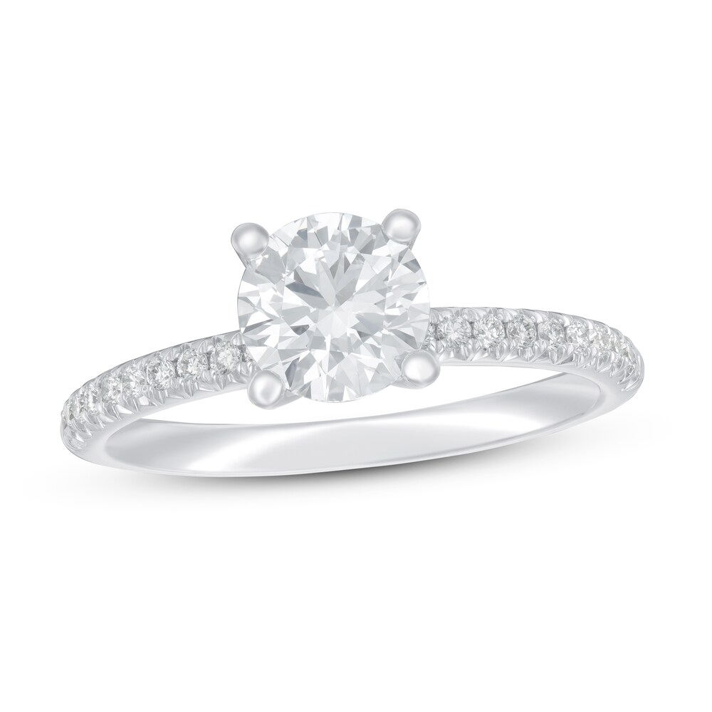 Lab-Created Diamond Engagement Ring 1 1/8 ct tw Round 14K White Gold qTBcaNCC [qTBcaNCC]