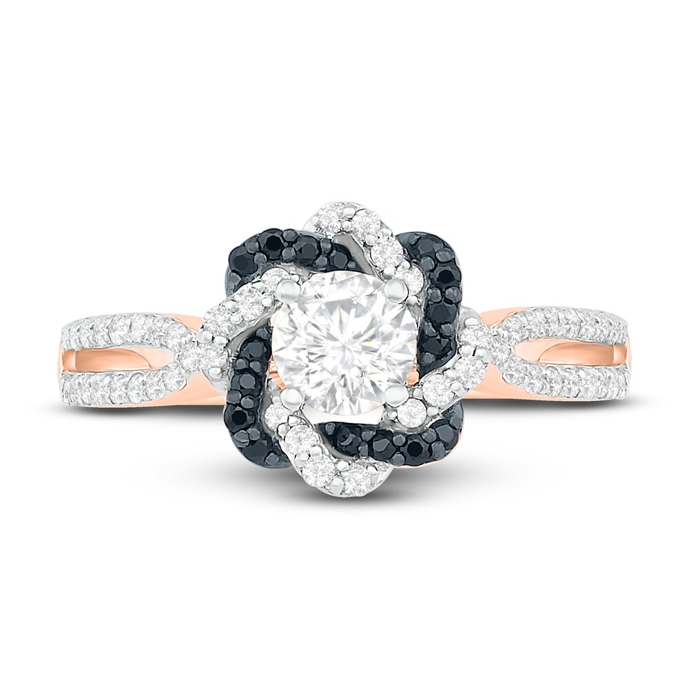 Black Diamond Engagement Ring 3/4 ct tw Round 14K Rose Gold qWLcEYfE