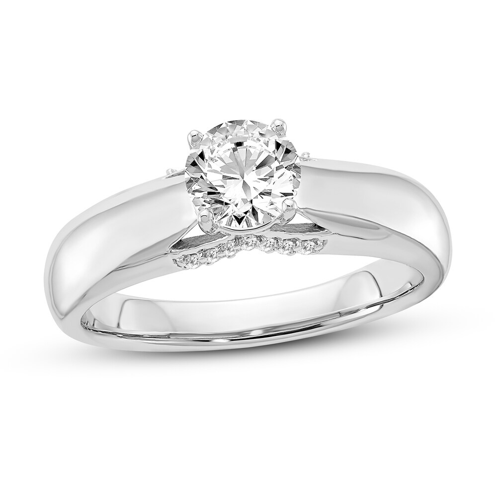 Diamond Solitaire Engagement Ring 1/2 ct tw Round 14K White Gold qe09W71d