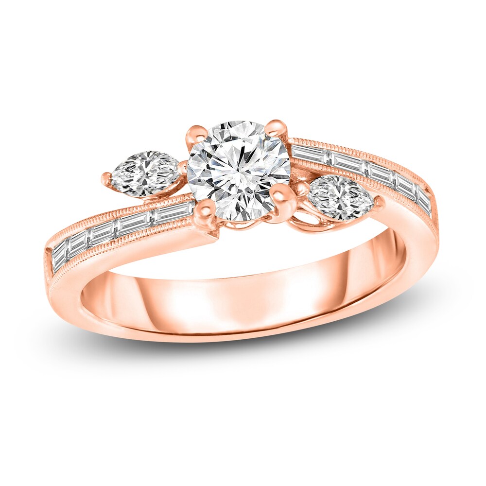 Diamond Engagement Ring 1 ct tw Round/Marquise 14K Rose Gold qim1xEsY