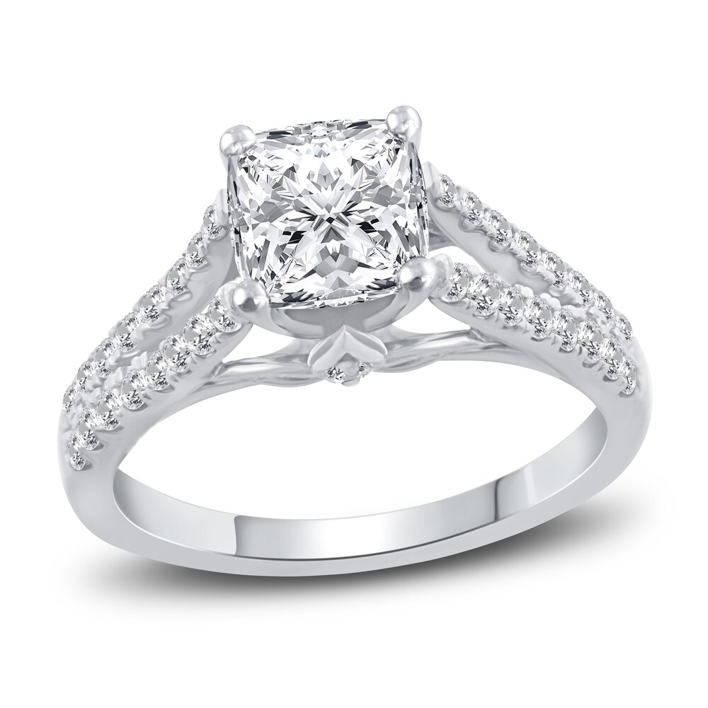 Diamond Engagement Ring 2 ct tw Cushion/Round 14K White Gold qjlcKp3J