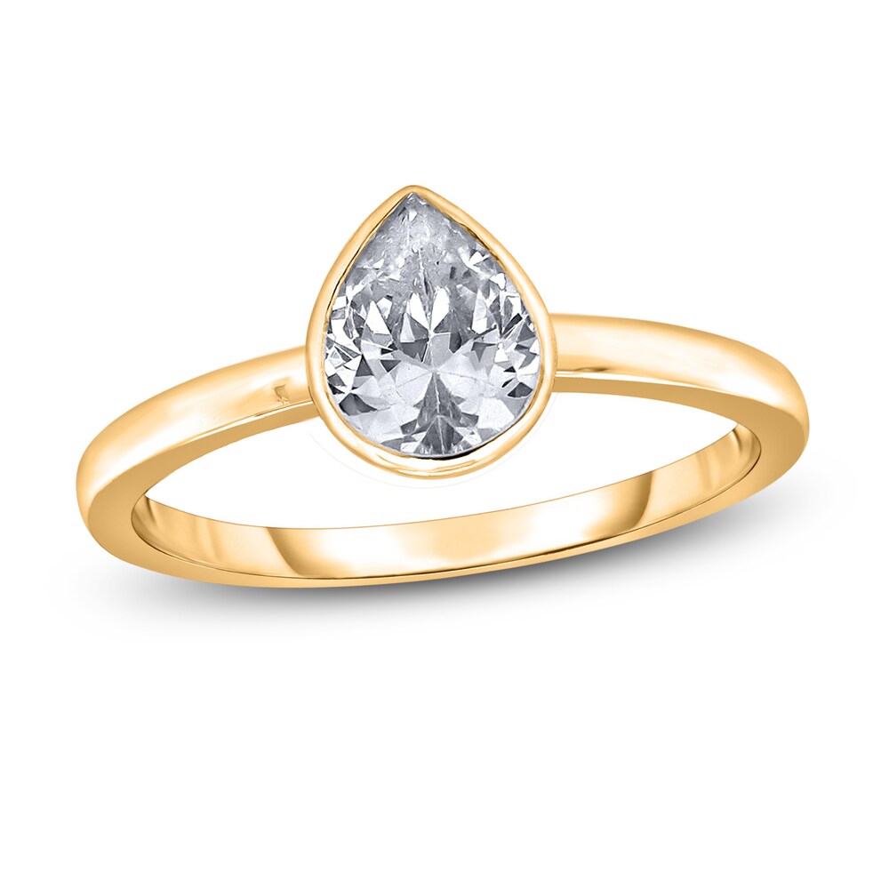 Diamond Solitaire Engagement Ring 1-1/2 ct tw Bezel-Set Pear-cut 14K Yellow Gold (I2/I) qoBT8Jrm