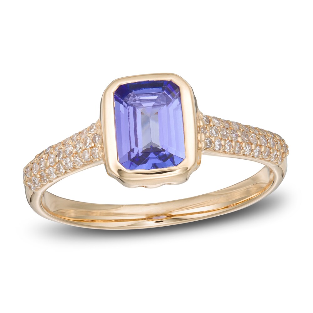 LALI Jewels Natural Tanzanite Engagement Ring 1/5 ct tw Diamonds 14K Yellow Gold qxpah518