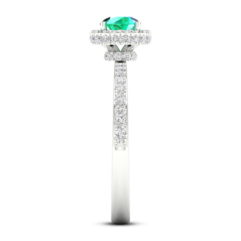 Natural Emerald Ring 3/8 ct tw Diamonds 14K White Gold r4Gd3PbC