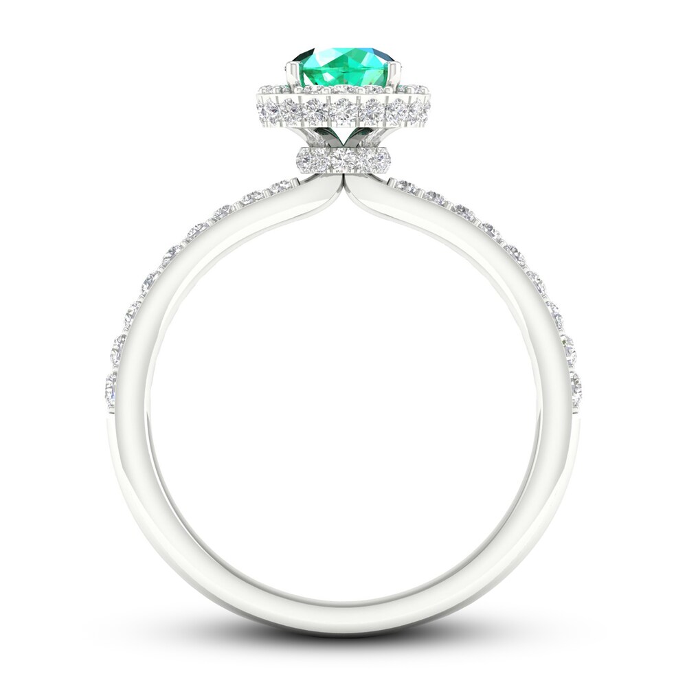 Natural Emerald Ring 3/8 ct tw Diamonds 14K White Gold r4Gd3PbC
