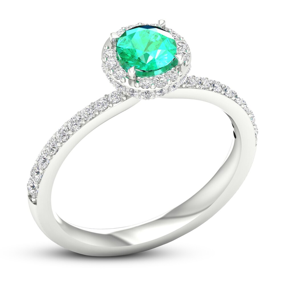 Natural Emerald Ring 3/8 ct tw Diamonds 14K White Gold r4Gd3PbC