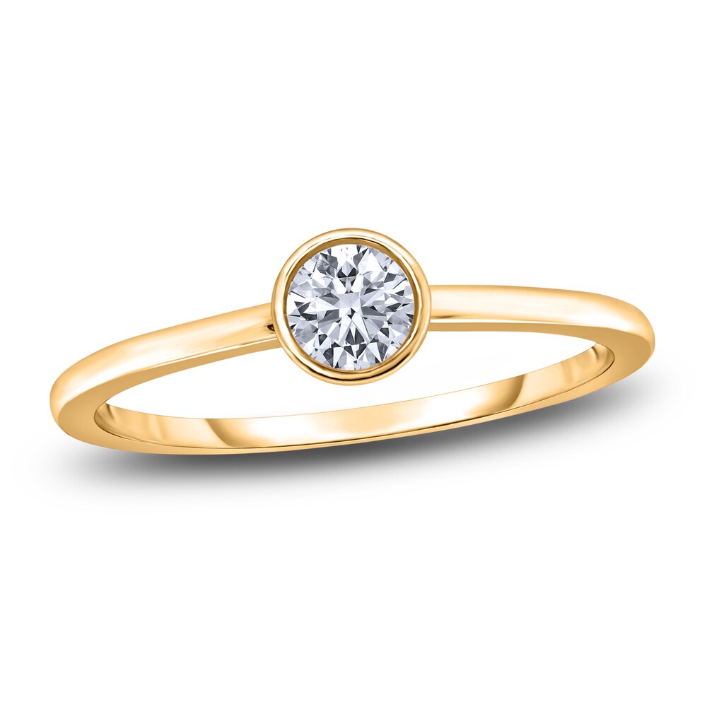 Diamond Solitaire Engagement Ring 1/2 ct tw Bezel-Set Round 14K Yellow Gold (I2/I) r6UYCBmO