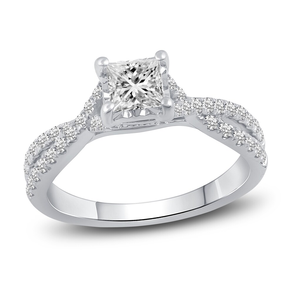 Diamond Engagement Ring 1 ct tw Princess/Round 14K White Gold rMBSAQG2