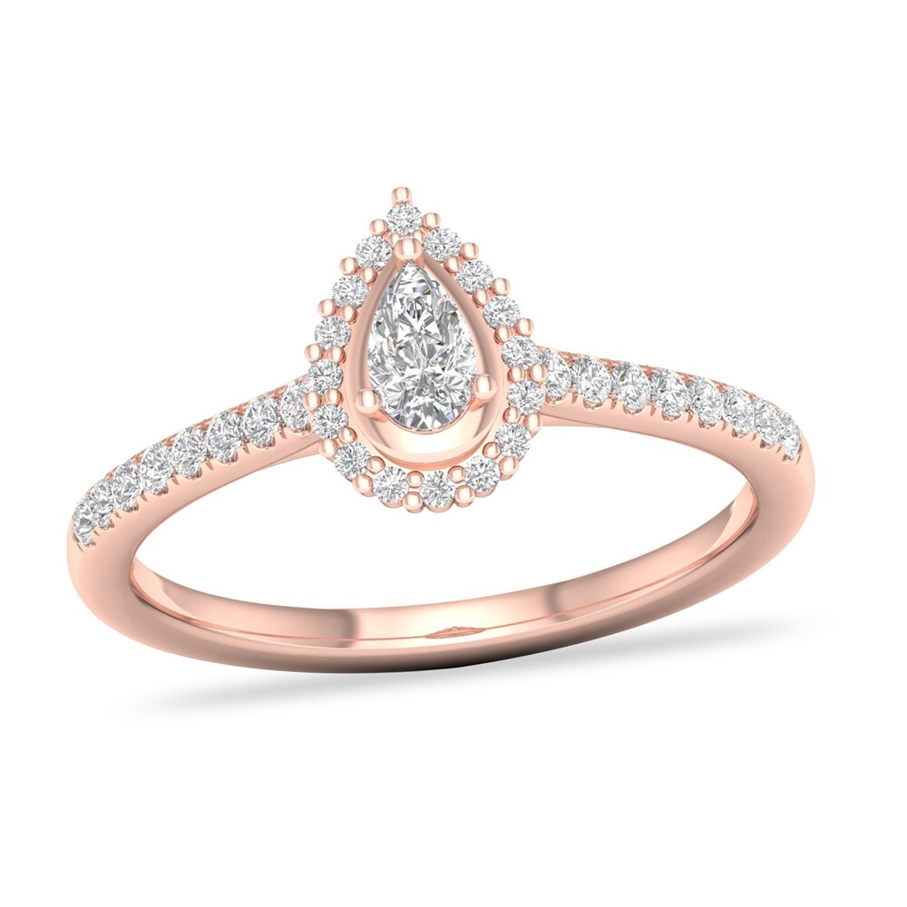 Diamond Ring 1/3 ct tw Pear-shaped/Round-cut 14K Rose Gold rMP1WR6s