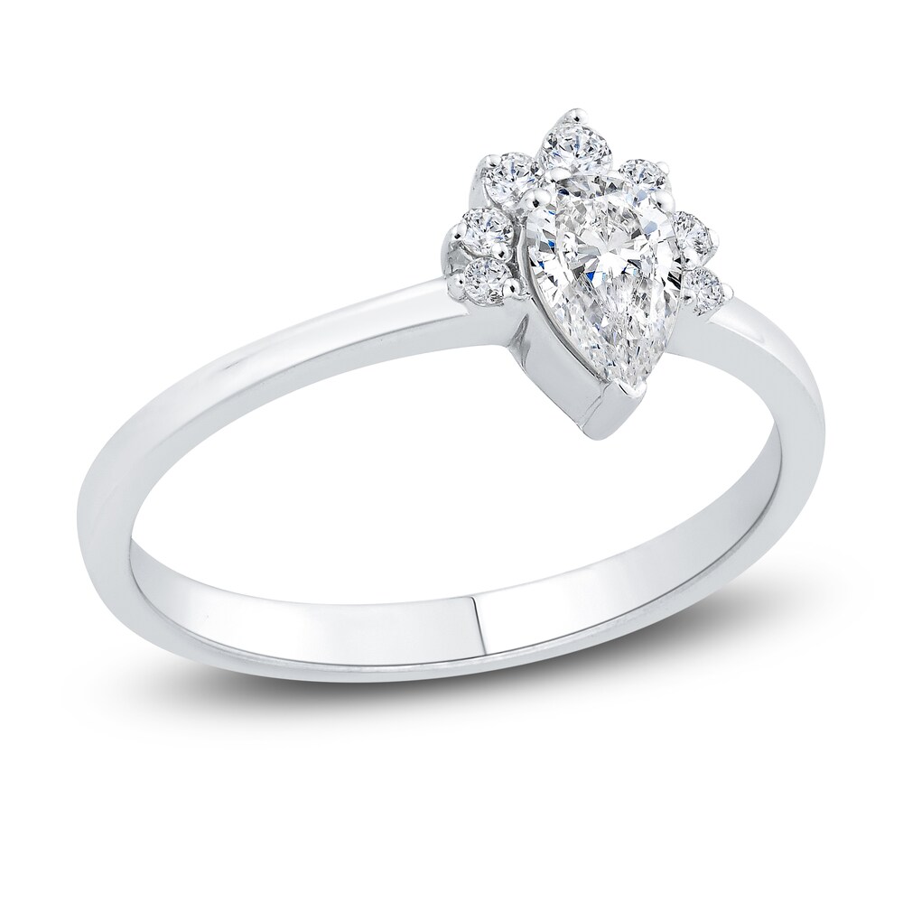 Diamond Engagement Ring 1/2 ct tw Pear-shaped/Round 14K White Gold rPCKjO6n