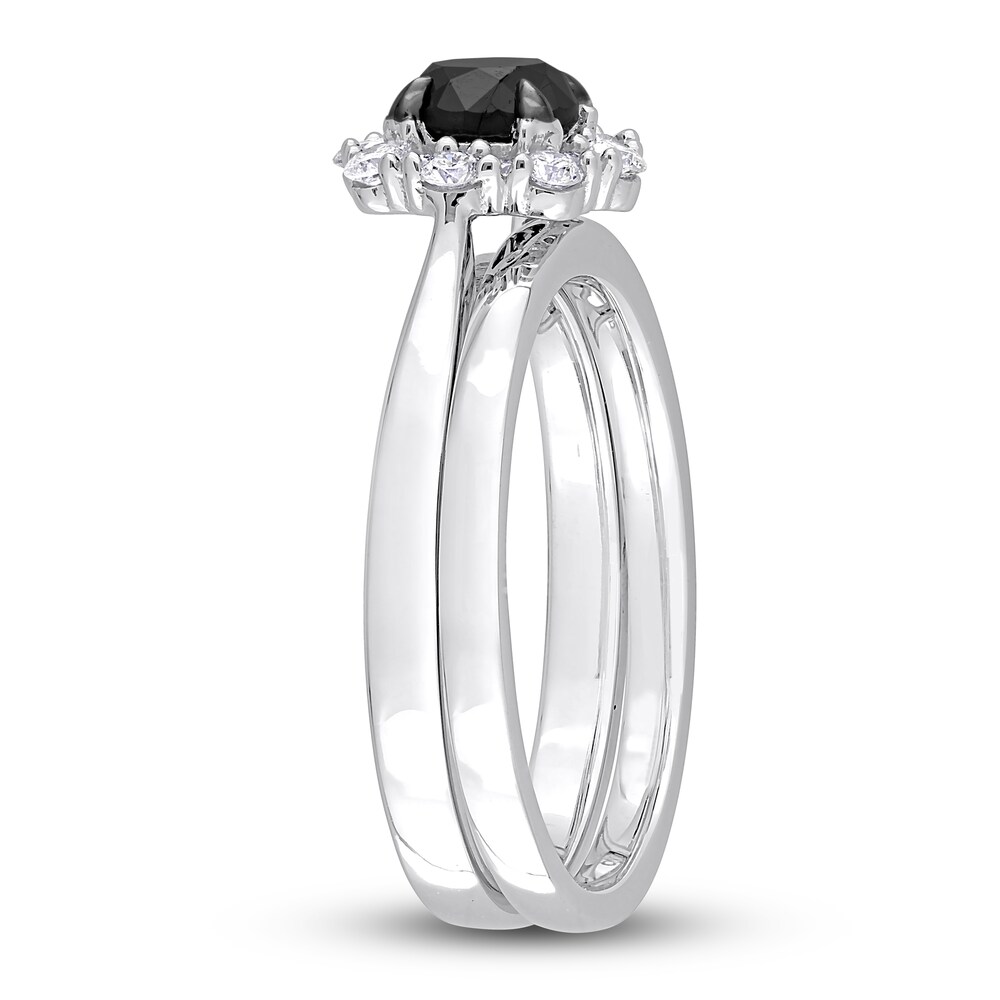 Black & White Diamond Bridal Set 1 ct tw Round 14K White Gold rQkWaeky