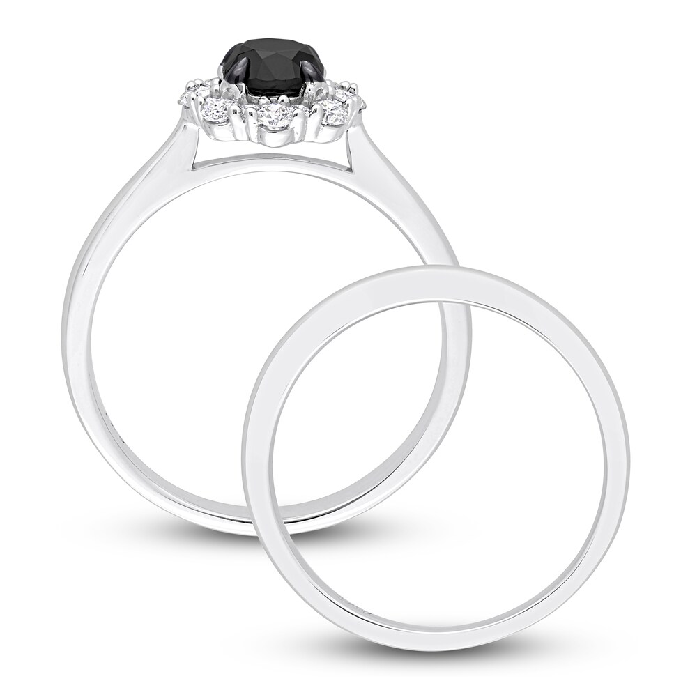 Black & White Diamond Bridal Set 1 ct tw Round 14K White Gold rQkWaeky