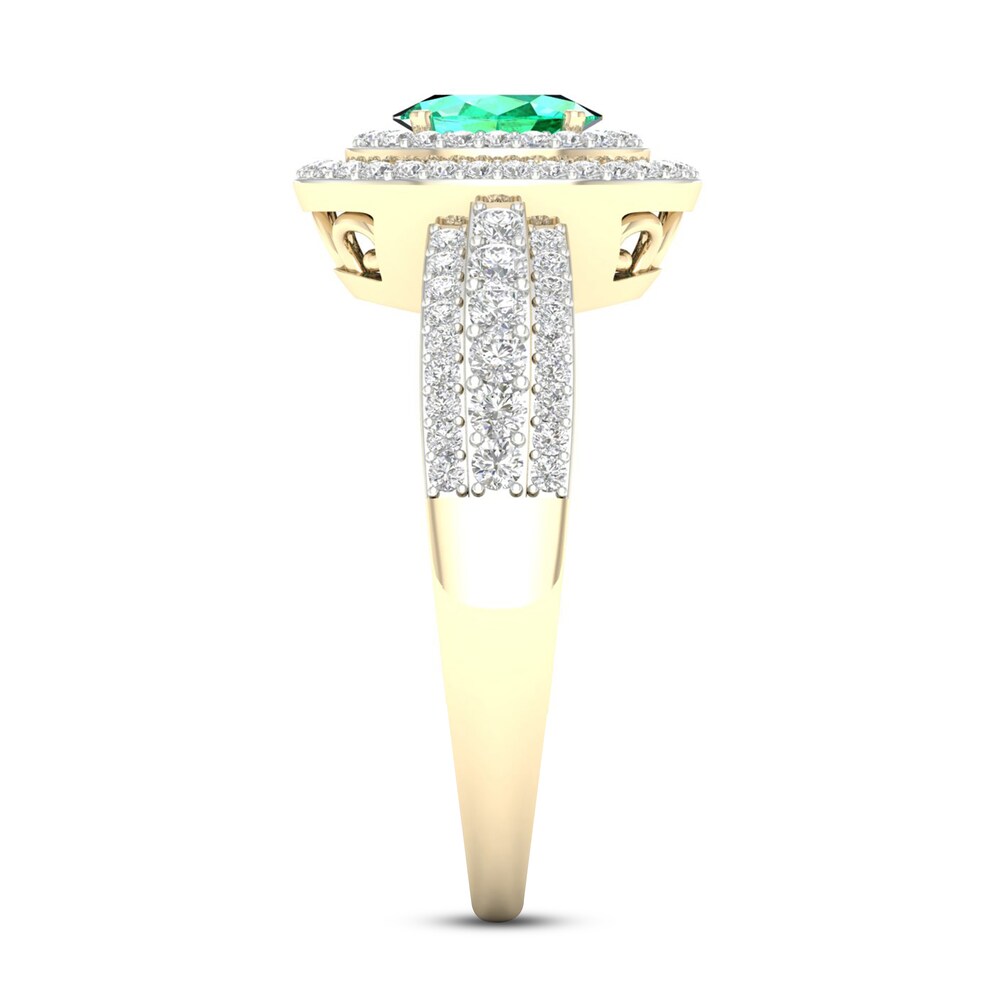 Diamond & Natural Emerald Engagement Ring 3/8 ct tw Round 14K Yellow Gold rREe4GXS