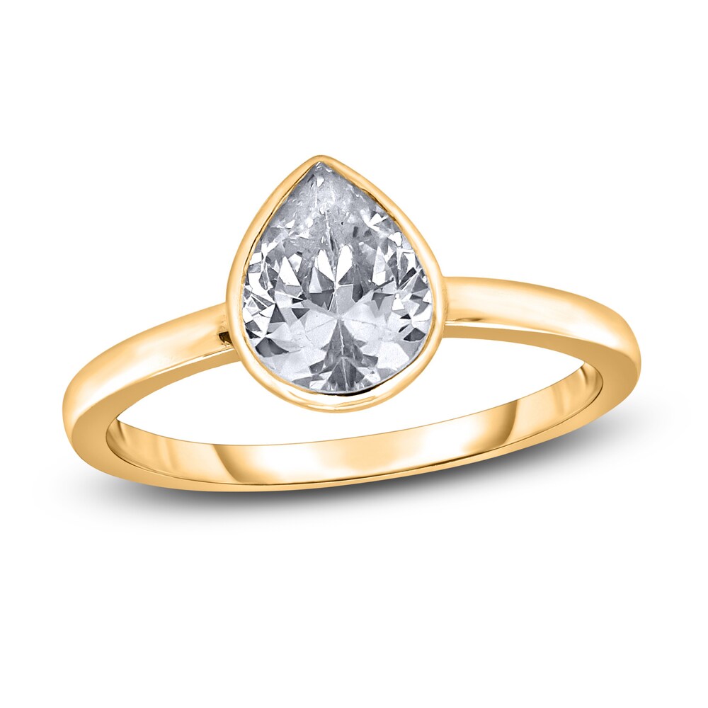 Diamond Solitaire Engagement Ring 3/4 ct tw Bezel-Set Pear 14K Yellow Gold (I2/I) rRp6g9QG
