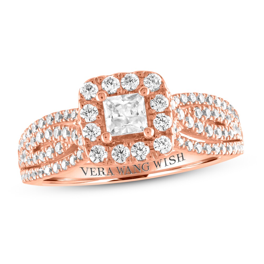 Vera Wang WISH Diamond Engagement Ring 1 ct tw Princess/Round 14K Rose Gold rWH85gZC