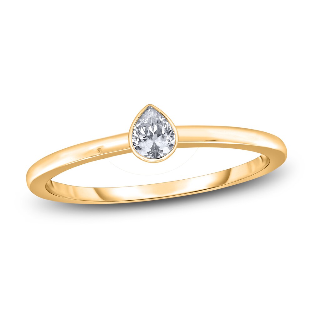 Diamond Solitaire Engagement Ring 1/4 ct tw Bezel-Set Pear-cut 14K Yellow Gold (I2/I) rWrBNqrq