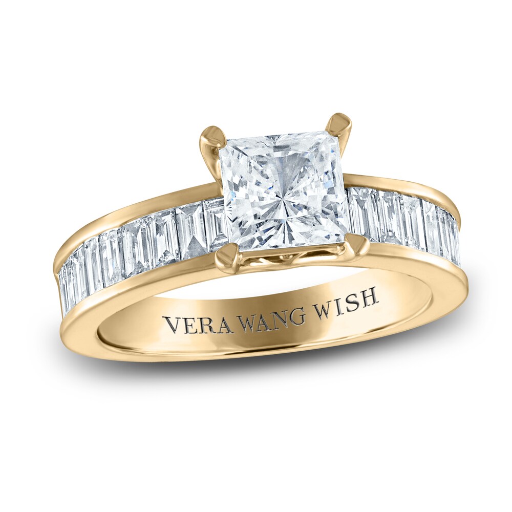 Vera Wang WISH Diamond Engagement Ring 2-1/4 ct tw Princess/Baguette 18K Yellow Gold rnxUCLuH